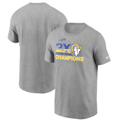 Men's Los Angeles Rams 2022 Heathered Gray 2-Time Super Bowl Champions T-Shirt 