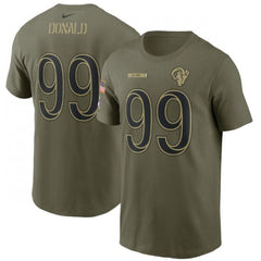 Men's Los Angeles Rams #99 Aaron Donald 2021 Olive Salute To Service Legend Performance T-Shirt 