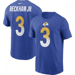 Men's Los Angeles Rams #3 Odell Beckham Jr. 2022 Royal Super Bowl LVI Champions T-Shirt 