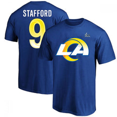 Men's Los Angeles Rams #9 Matthew Stafford 2022 Royal Super Bowl LVI Champions T-Shirt 