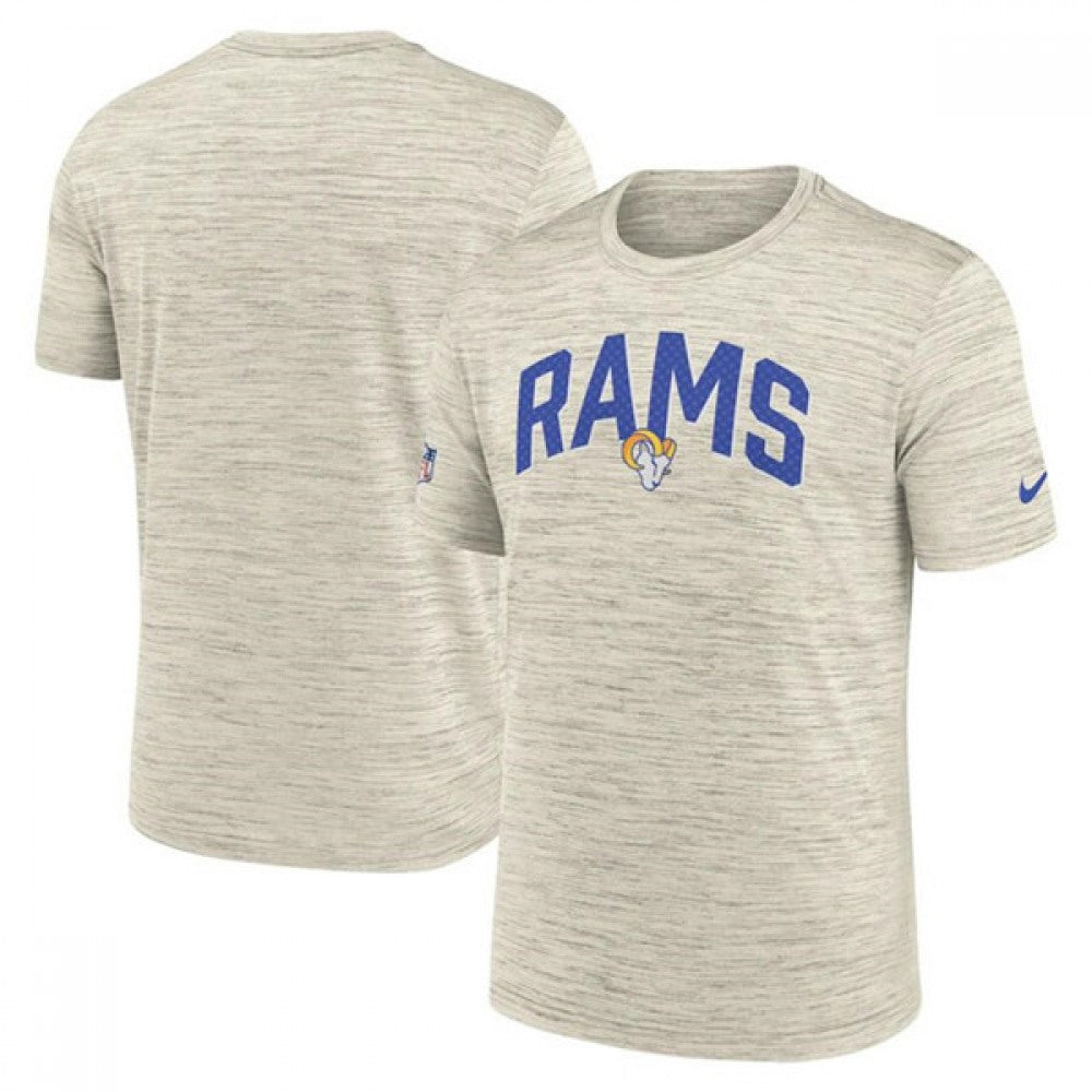 Men's Los Angeles Rams Cream Sideline Velocity Stack Performance T-Shirt 