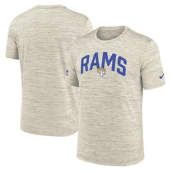 Men's Los Angeles Rams Cream Sideline Velocity Stack Performance T-Shirt 