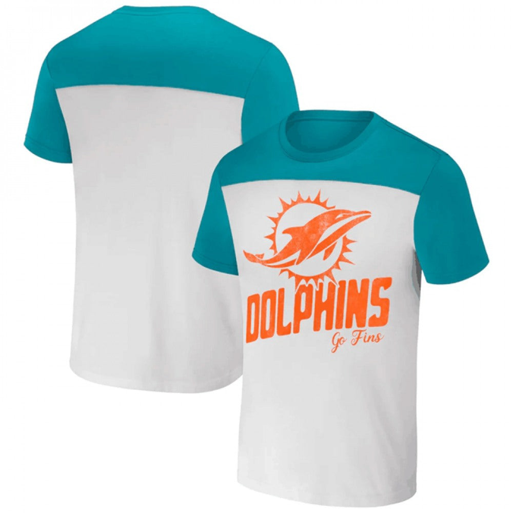 Men's Miami Dolphins Cream/Aqua x Darius Rucker Collection Colorblocked T-Shirt 