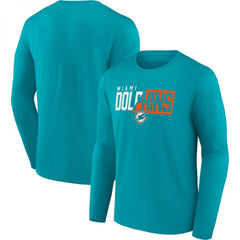 Men's Miami Dolphins Aqua One Two Long Sleeve T-Shirt 