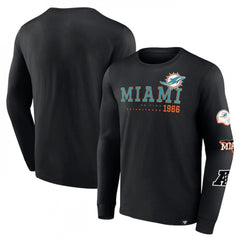 Men's Miami Dolphins Black High Whip Pitcher Long Sleeve T-Shirt 