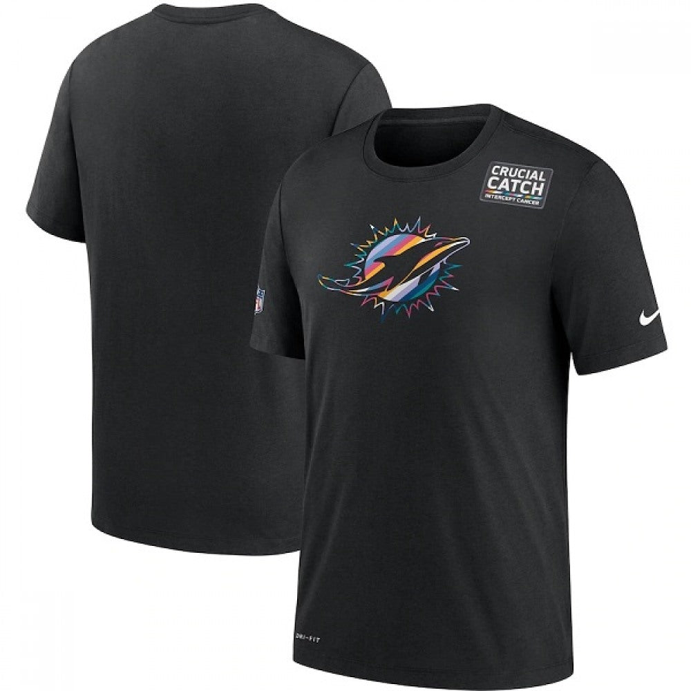 Men's Miami Dolphins 2020 Black Sideline Crucial Catch Performance T-Shirt 
