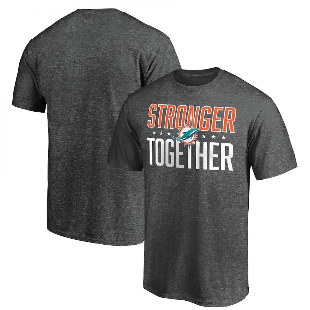 Men's Miami Dolphins Heather Charcoal Stronger Together T-Shirt 