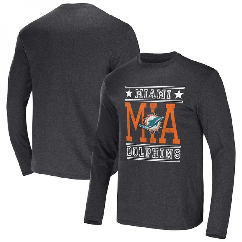 Men's Miami Dolphins Heathered Charcoal x Darius Rucker Collection Long Sleeve T-Shirt 