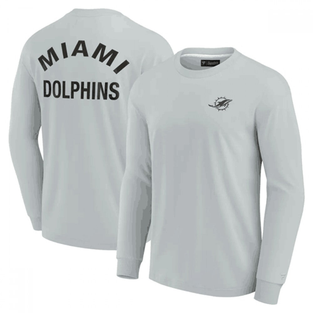 Men's Miami Dolphins Grey Signature Unisex Super Soft Long Sleeve T-Shirt 