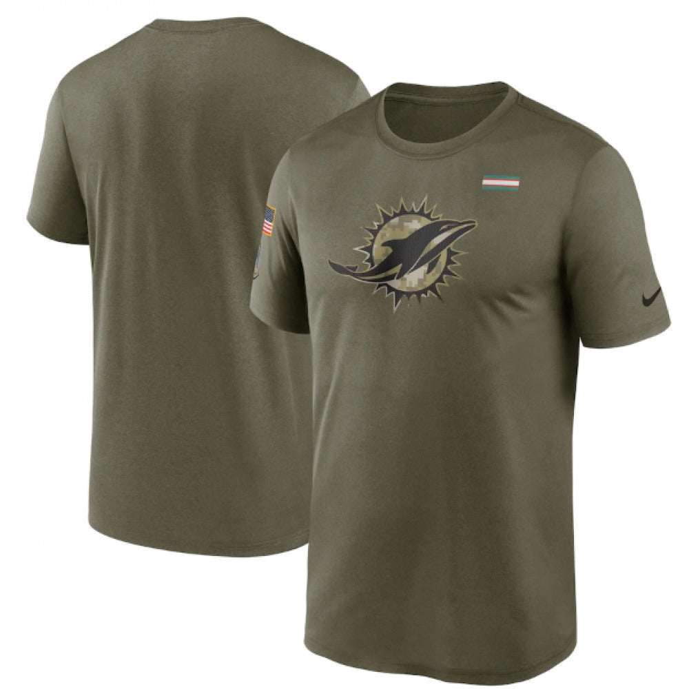 Men's Miami Dolphins 2021 Olive Salute To Service Legend Performance T-Shirt 