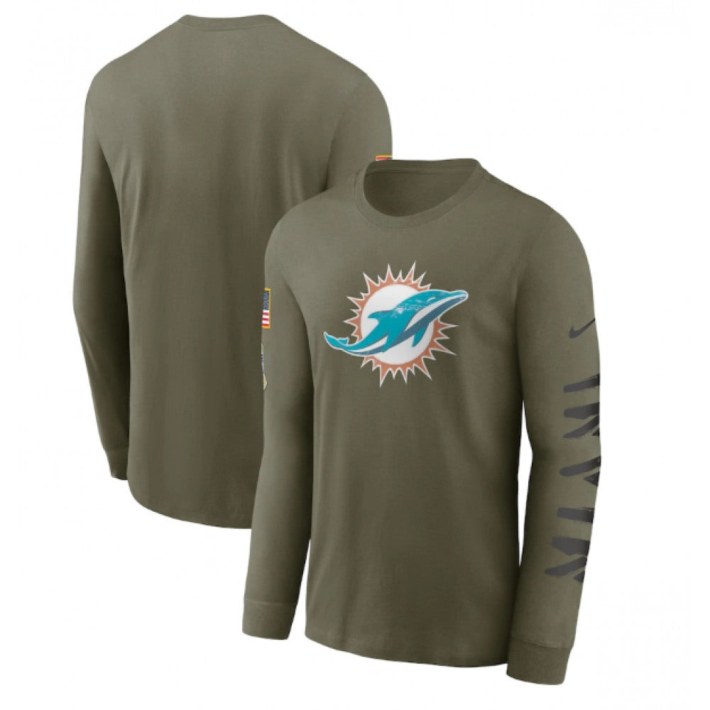 Men's Miami Dolphins Olive 2022 Salute to Service Long Sleeve T-Shirt 