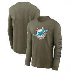 Men's Miami Dolphins Olive 2022 Salute to Service Long Sleeve T-Shirt 