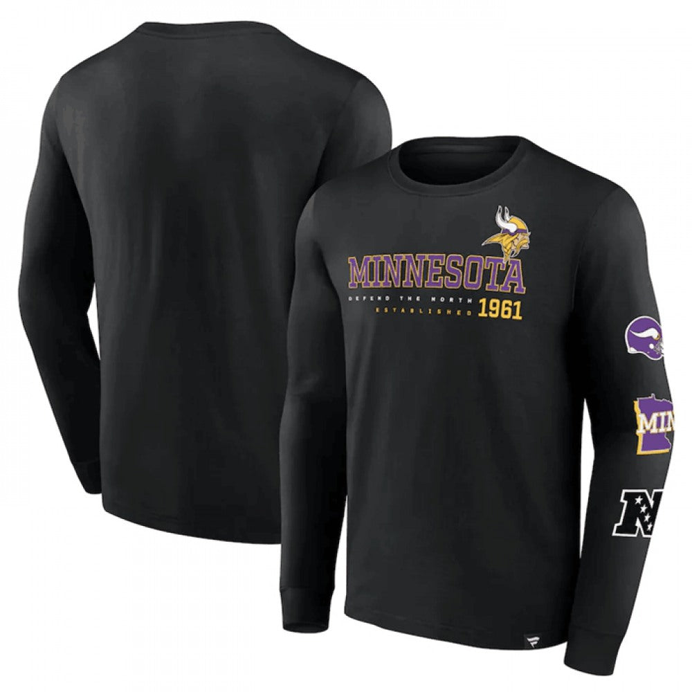 Men's Minnesota Vikings Black High Whip Pitcher Long Sleeve T-Shirt 