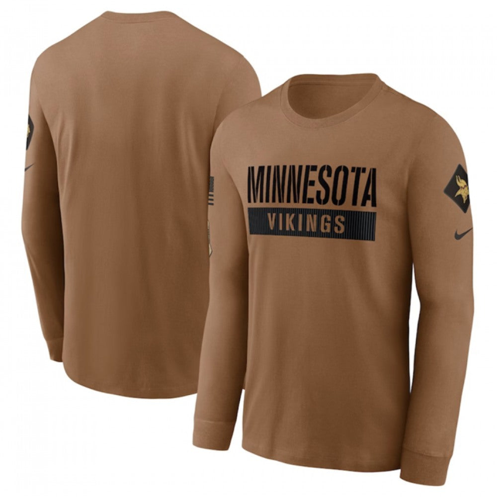 Men's Minnesota Vikings 2023 Brown Salute To Service Long Sleeve T-Shirt 