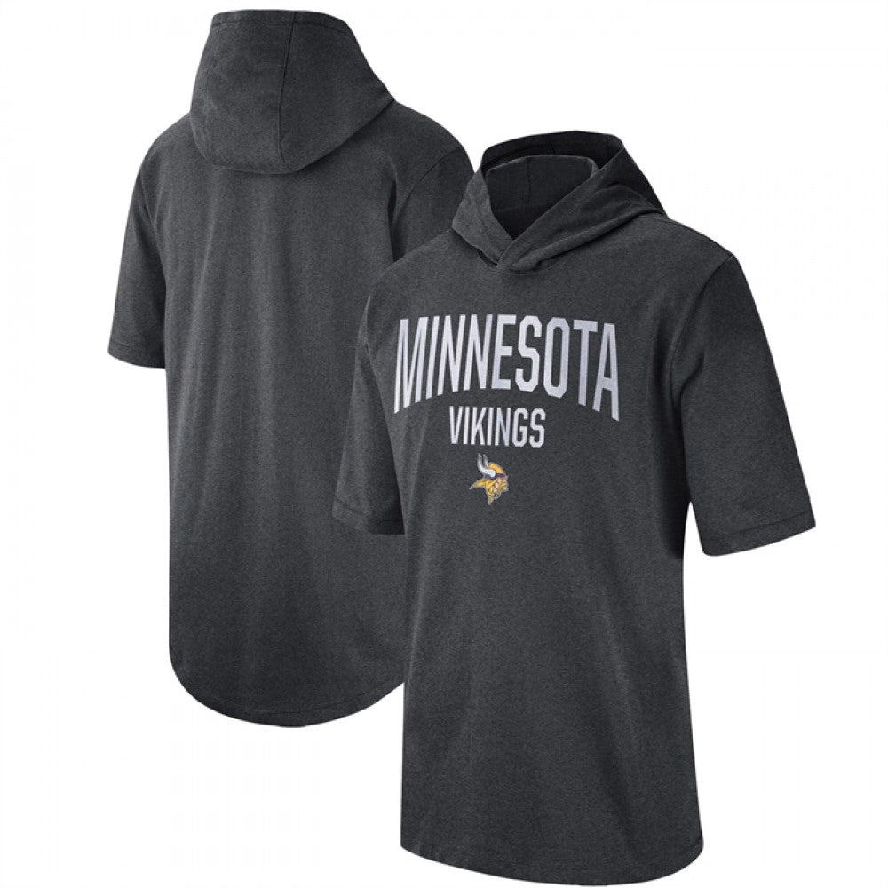 Men's Minnesota Vikings Heathered Charcoal Sideline Training Hoodie Performance T-Shirt 