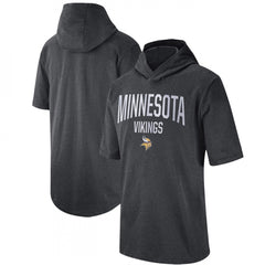 Men's Minnesota Vikings Heathered Charcoal Sideline Training Hoodie Performance T-Shirt 