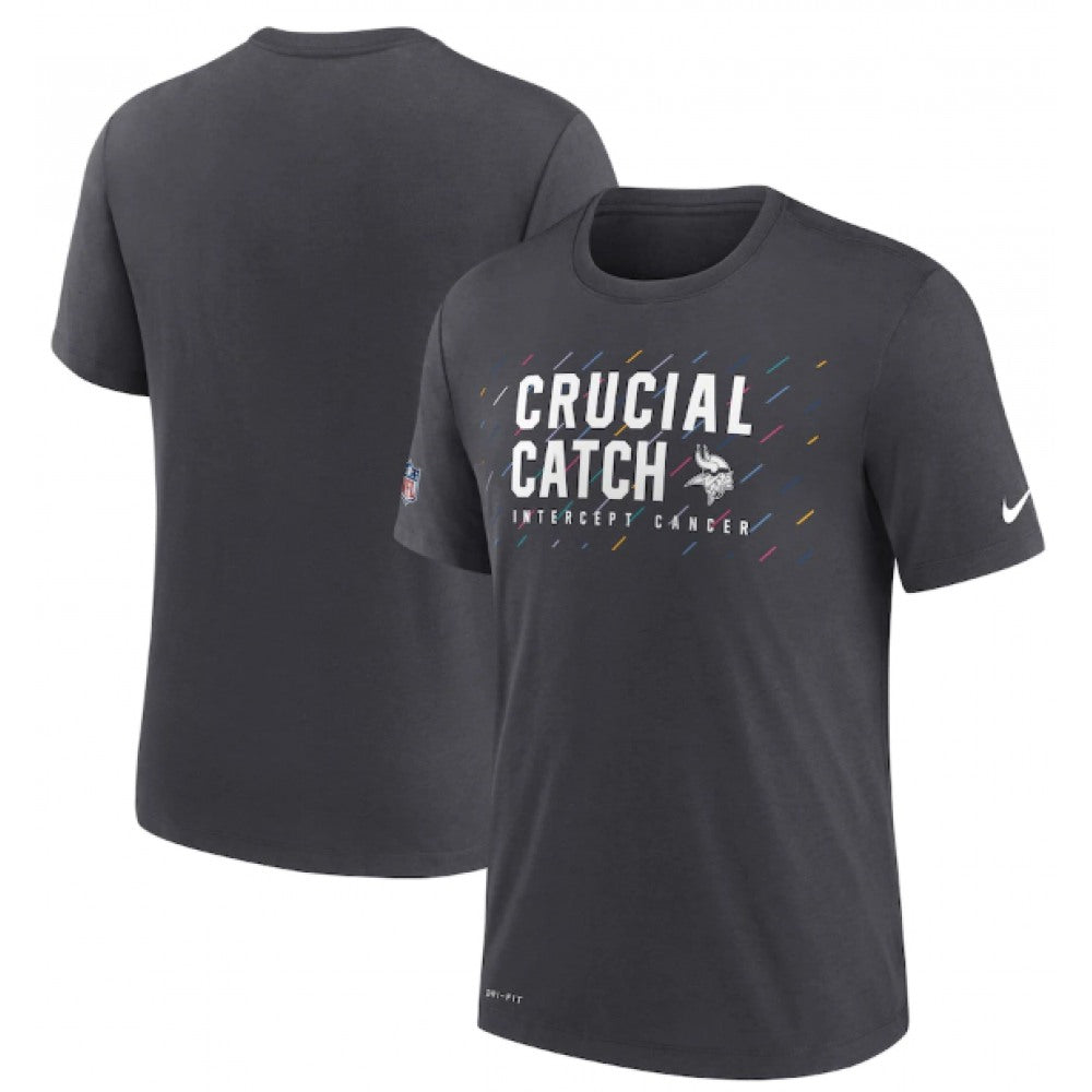 Men's Minnesota Vikings Charcoal 2021 Crucial Catch Performance T-Shirt 