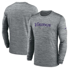 Men's Minnesota Vikings Grey Sideline Team Velocity Performance Long Sleeve T-Shirt 