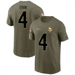 Men's Minnesota Vikings #4 Dalvin Cook 2022 Olive Salute to Service T-Shirt 