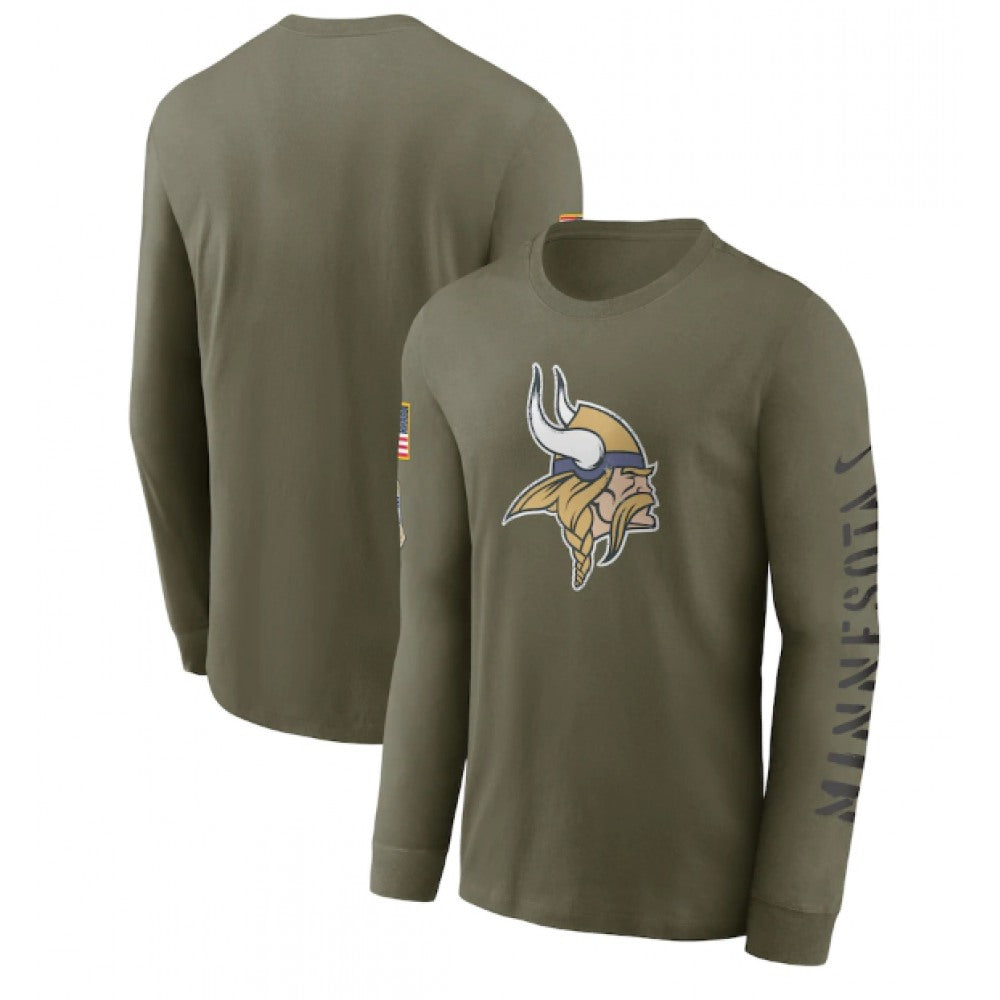 Men's Minnesota Vikings Olive 2022 Salute to Service Long Sleeve T-Shirt 