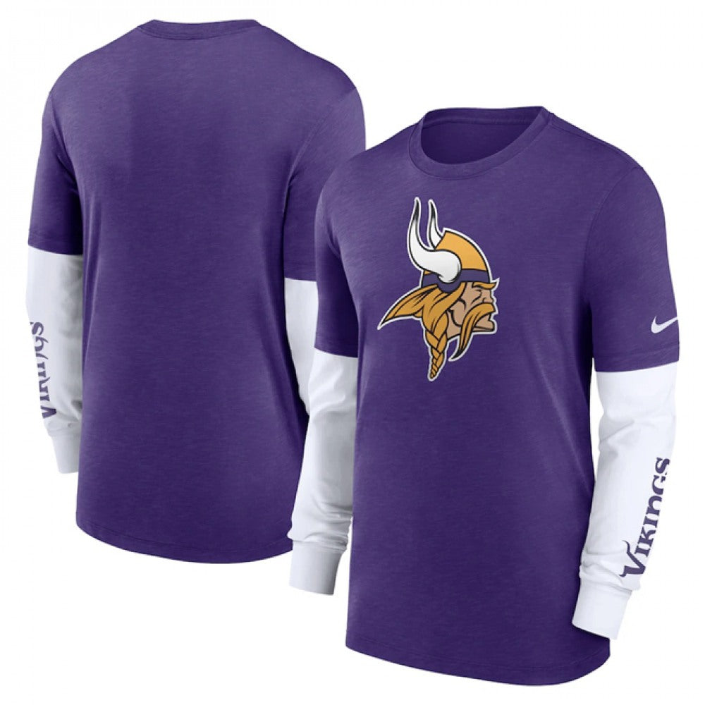 Men's Minnesota Vikings Heather Purple Slub Fashion Long Sleeve T-Shirt 