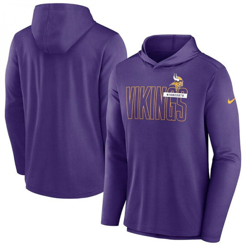 Men's Minnesota Vikings Purple Lightweight Performance Hoodie Long Sleeve T-Shirt 