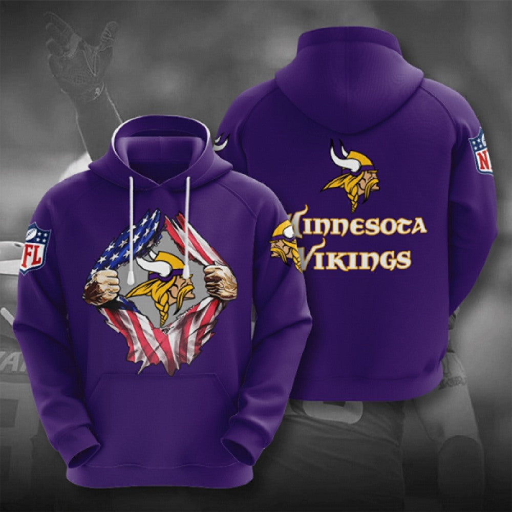 Men's Minnesota Vikings Purple 3D Trending T-Shirt Hoodie 