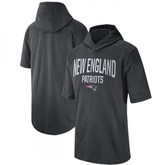 Men's New England Patriots Heathered Charcoal Sideline Training Hoodie Performance T-Shirt 