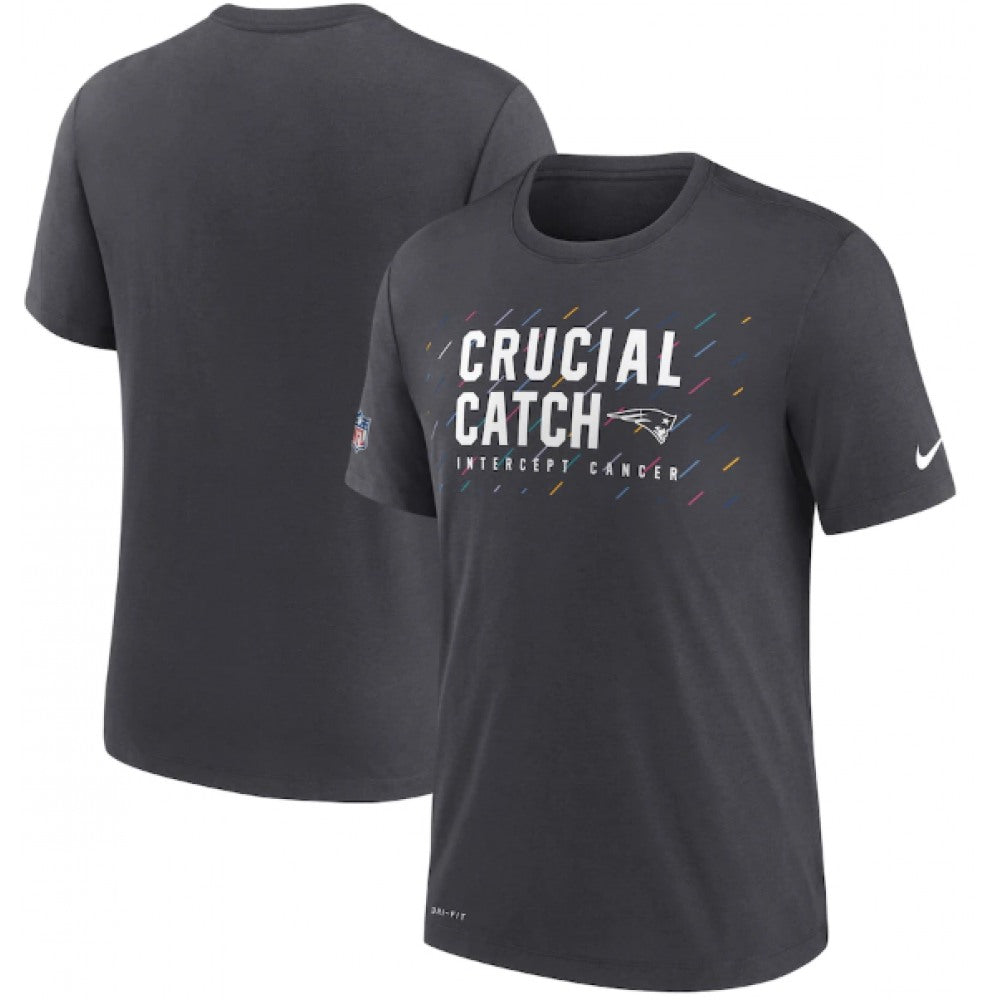 Men's New England Patriots Charcoal 2021 Crucial Catch Performance T-Shirt 