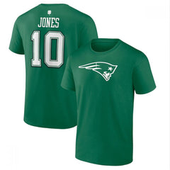 Men's New England Patriots #10 Mac Jones Green St. Patrick's Day Icon Player T-Shirt 