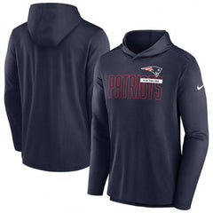 Men's New England Patriots Navy Lightweight Performance Hoodie Long Sleeve T-Shirt 