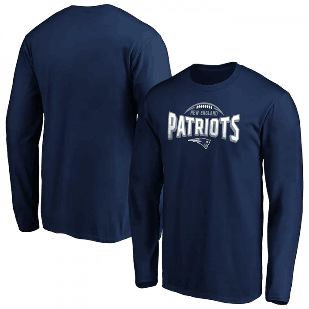 Men's New England Patriots Navy Clamp Down Long Sleeve T-Shirt 