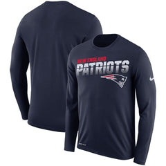 Men's New England Patriots Navy Sideline Line of Scrimmage Legend Performance Long Sleeve T-Shirt 