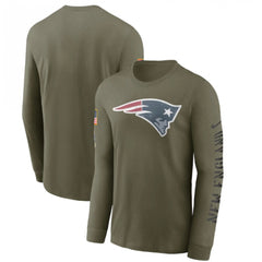 Men's New England Patriots Olive 2022 Salute to Service Long Sleeve T-Shirt 