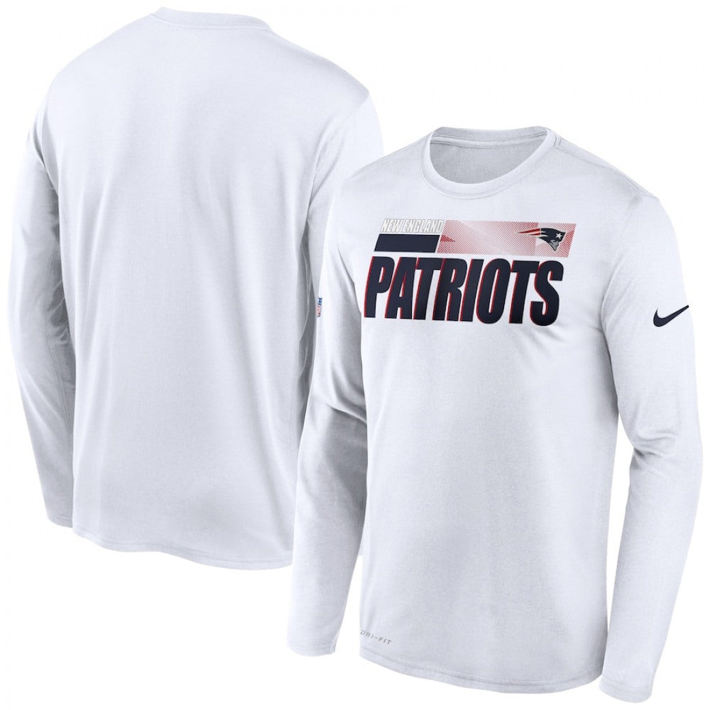 Men's New England Patriots 2020 White Sideline Impact Legend Performance Long Sleeve T-Shirt 