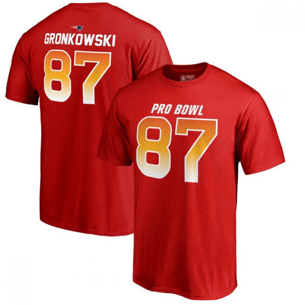 Patriots #87 Rob Gronkowski AFC Pro Line 2018 NFL Pro Bowl Red T-Shirt 