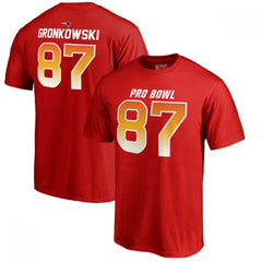 Patriots #87 Rob Gronkowski AFC Pro Line 2018 NFL Pro Bowl Red T-Shirt 