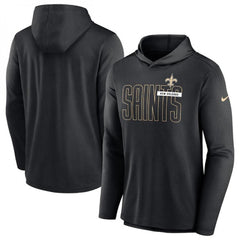 Men's New Orleans Saints Black Lightweight Performance Hoodie Long Sleeve T-Shirt 