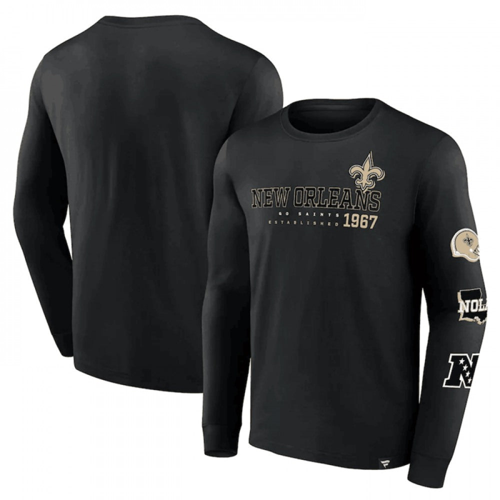 Men's New Orleans Saints Black High Whip Pitcher Long Sleeve T-Shirt 