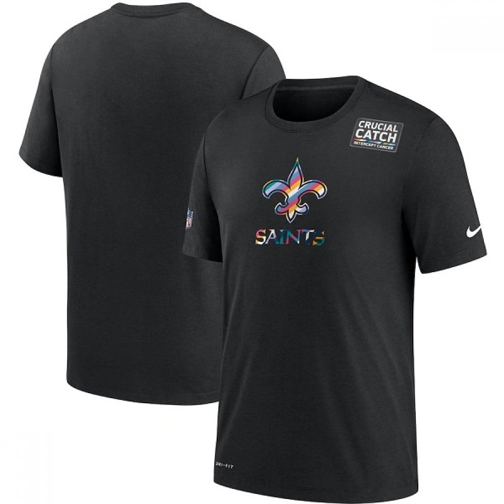Men's New Orleans Saints 2020 Black Sideline Crucial Catch Performance T-Shirt 