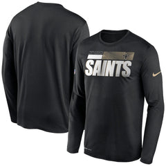 Men's New Orleans Saints 2020 Black Sideline Impact Legend Performance Long Sleeve T-Shirt 