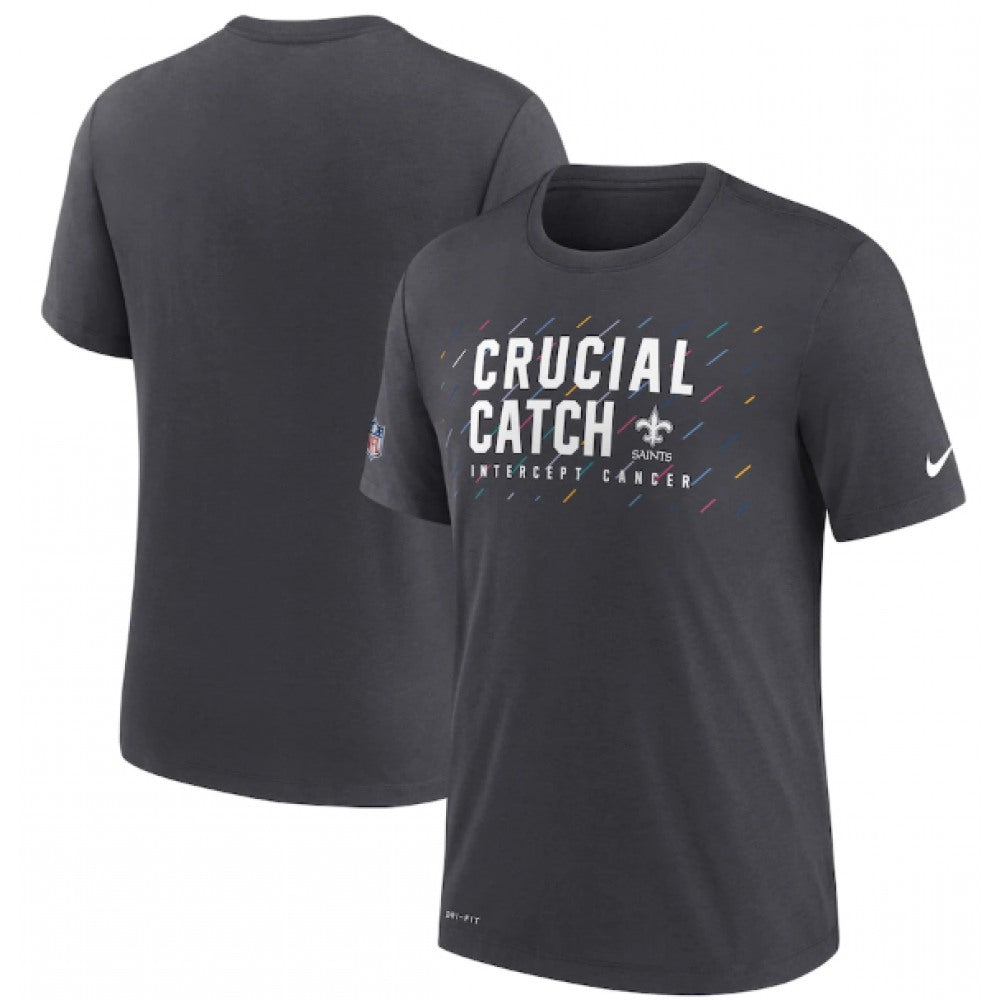 Men's New Orleans Saints Charcoal 2021 Crucial Catch Performance T-Shirt 