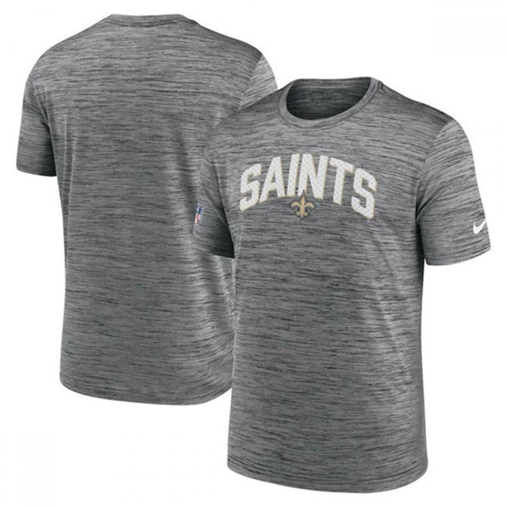 Men's New Orleans Saints Grey Sideline Velocity Stack Performance T-Shirt 