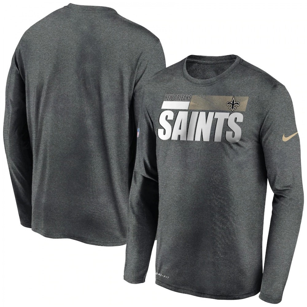 Men's New Orleans Saints 2020 Grey Sideline Impact Legend Performance Long Sleeve T-Shirt 