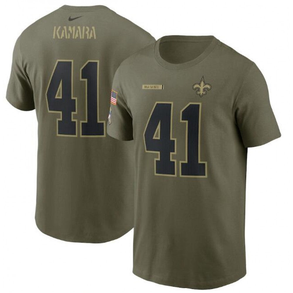Men's New Orleans Saints #41 Alvin Kamara 2021 Olive Salute To Service Legend Performance T-Shirt 