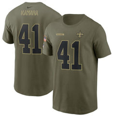 Men's New Orleans Saints #41 Alvin Kamara 2021 Olive Salute To Service Legend Performance T-Shirt 