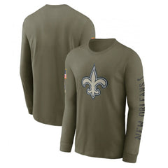 Men's New Orleans Saints Olive 2022 Salute to Service Long Sleeve T-Shirt 