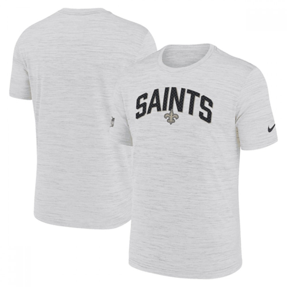 Men's New Orleans Saints White Sideline Velocity Stack Performance T-Shirt 