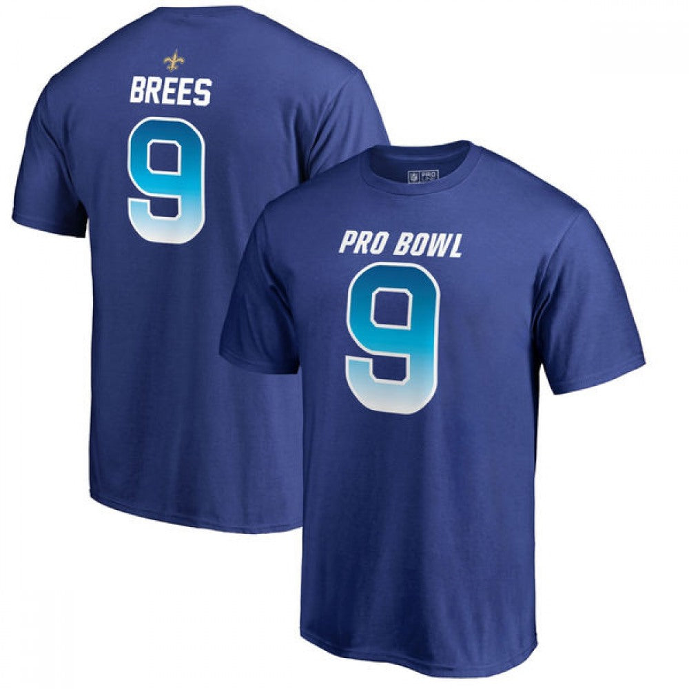Saints #9 Drew Brees AFC Pro Line 2018 NFL Pro Bowl Royal T-Shirt 