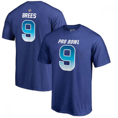 Saints #9 Drew Brees AFC Pro Line 2018 NFL Pro Bowl Royal T-Shirt 